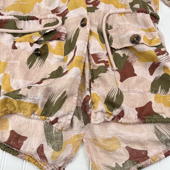 Baci Women's Multicolor Linen Hooded Button Down Pockets Made In Italy Small - Picture 2 of 10